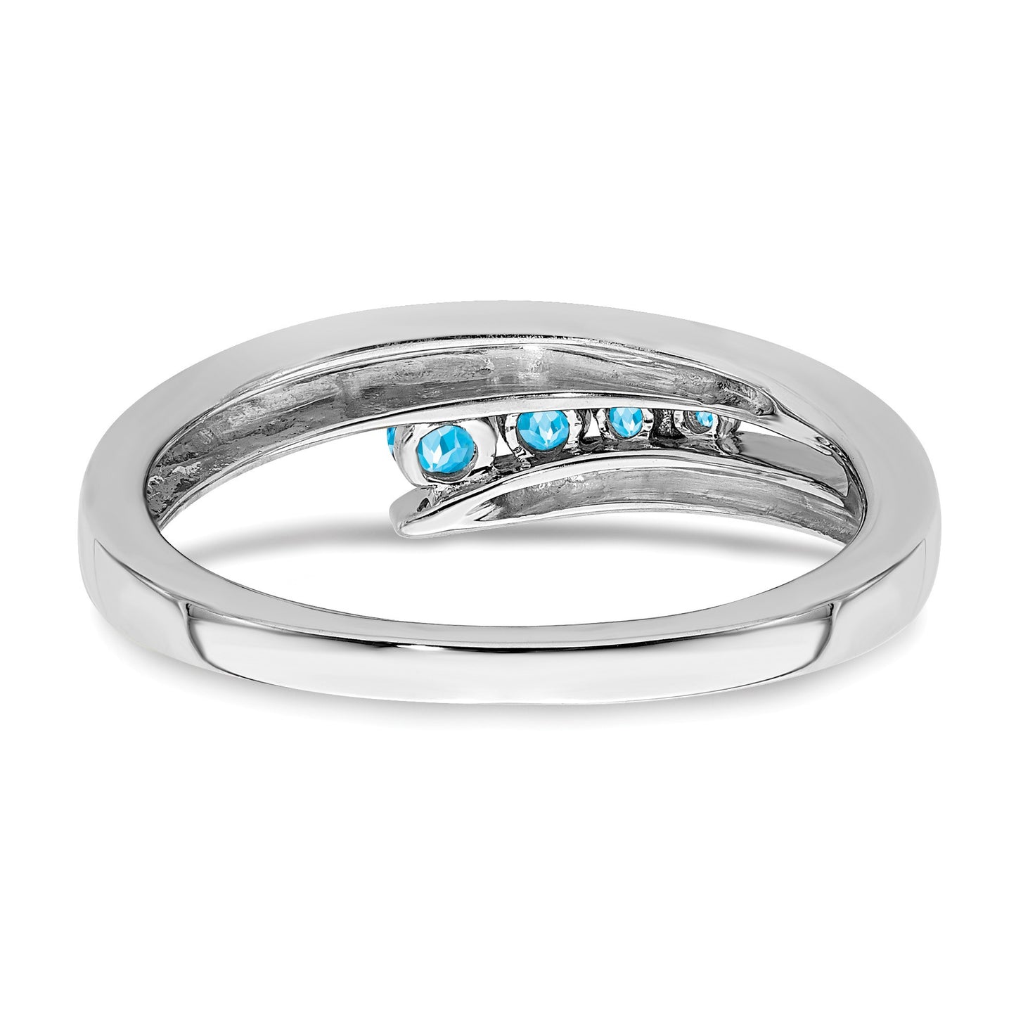 14k White Gold Graduated Round Blue Topaz 4-stone Ring