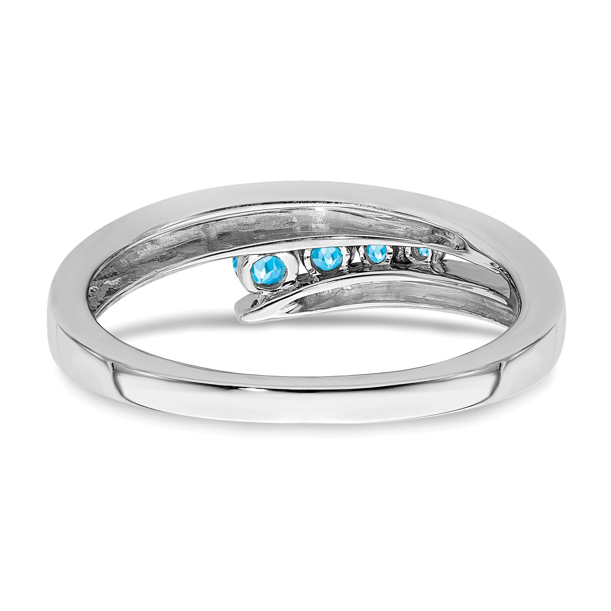 14k White Gold Graduated Round Blue Topaz 4-stone Ring