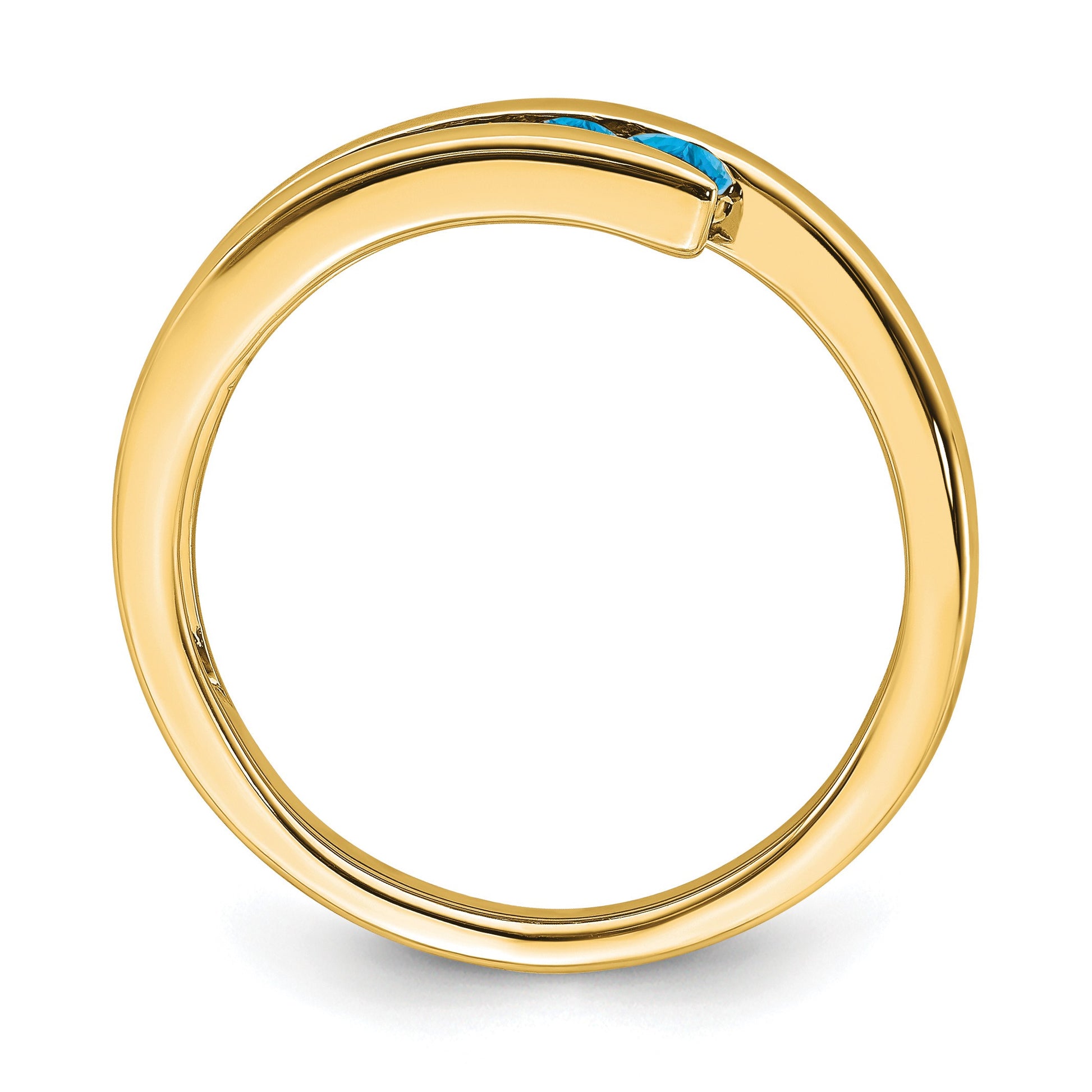 14k Graduated Round Blue Topaz 4-stone Ring