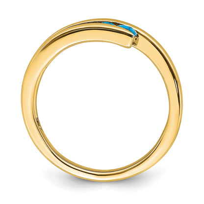14k Graduated Round Blue Topaz 4-stone Ring