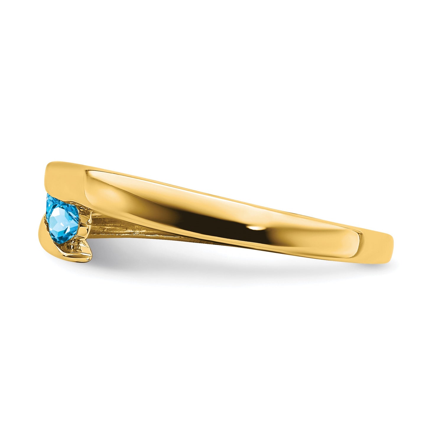 14k Graduated Round Blue Topaz 4-stone Ring
