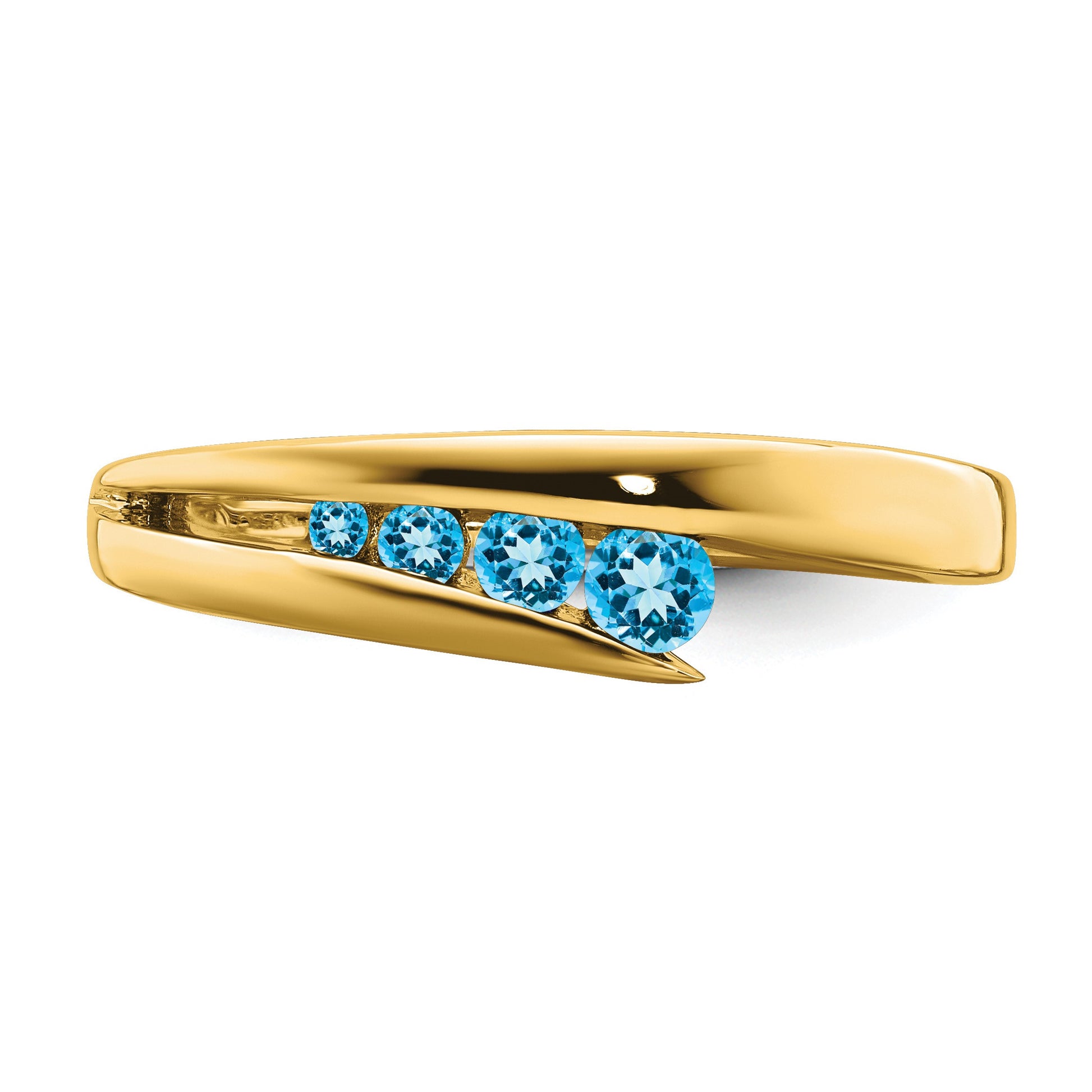 14k Graduated Round Blue Topaz 4-stone Ring