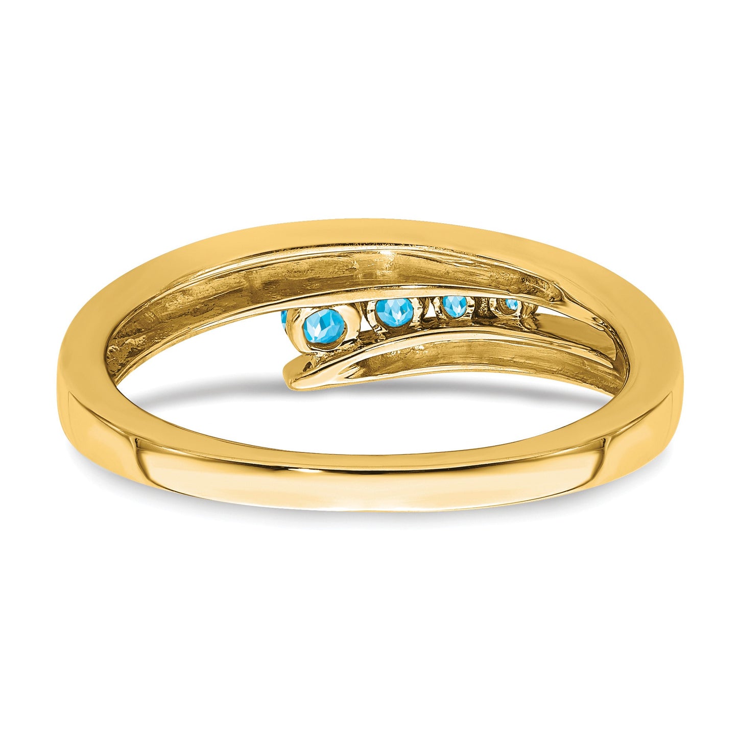 14k Graduated Round Blue Topaz 4-stone Ring