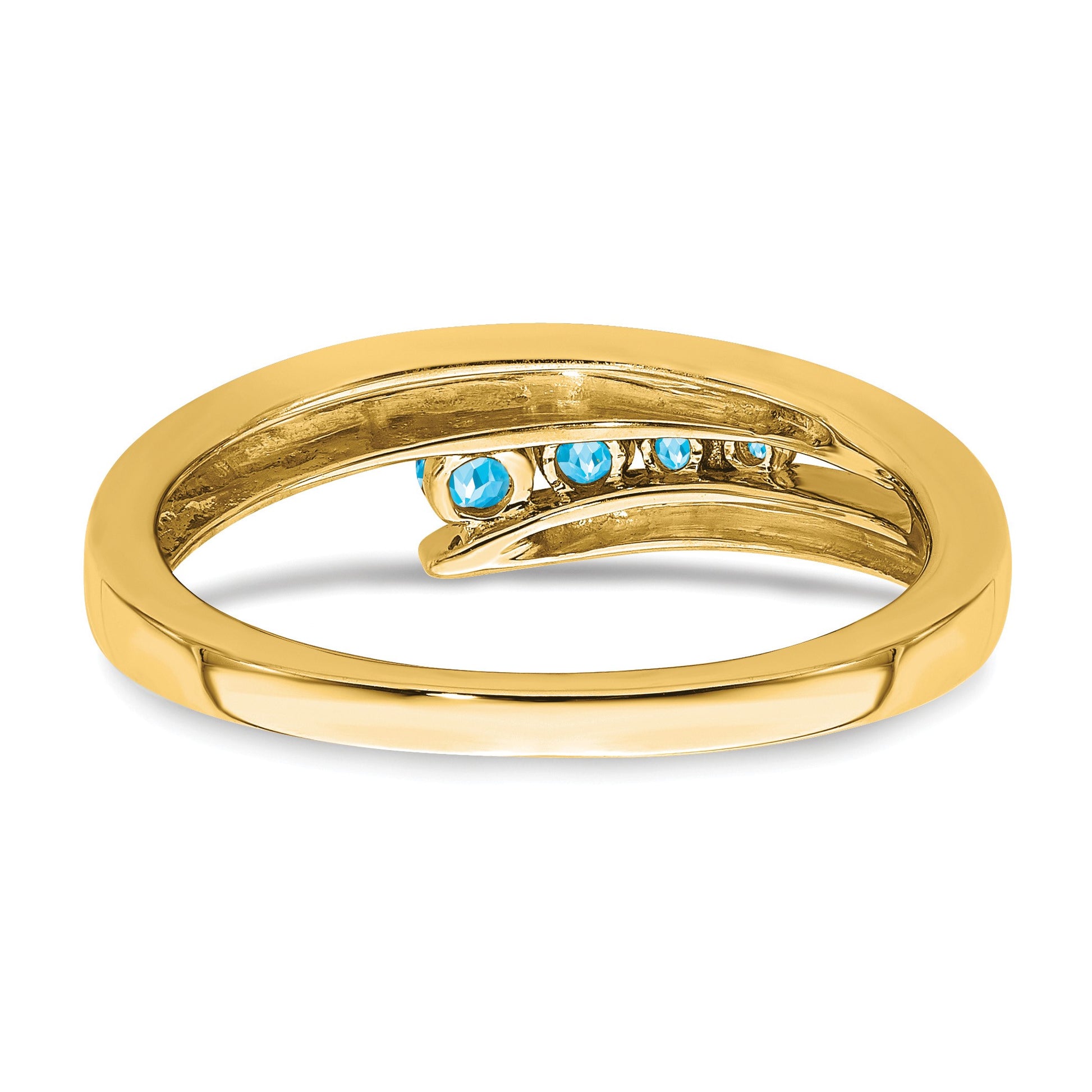 14k Graduated Round Blue Topaz 4-stone Ring