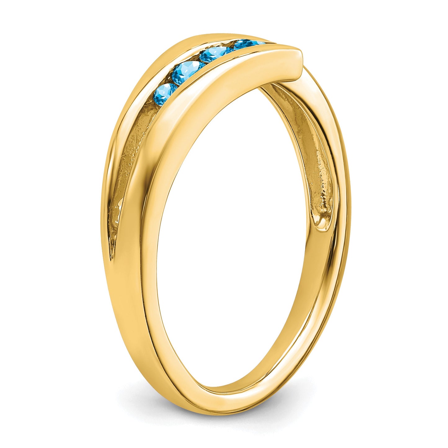 14k Graduated Round Blue Topaz 4-stone Ring
