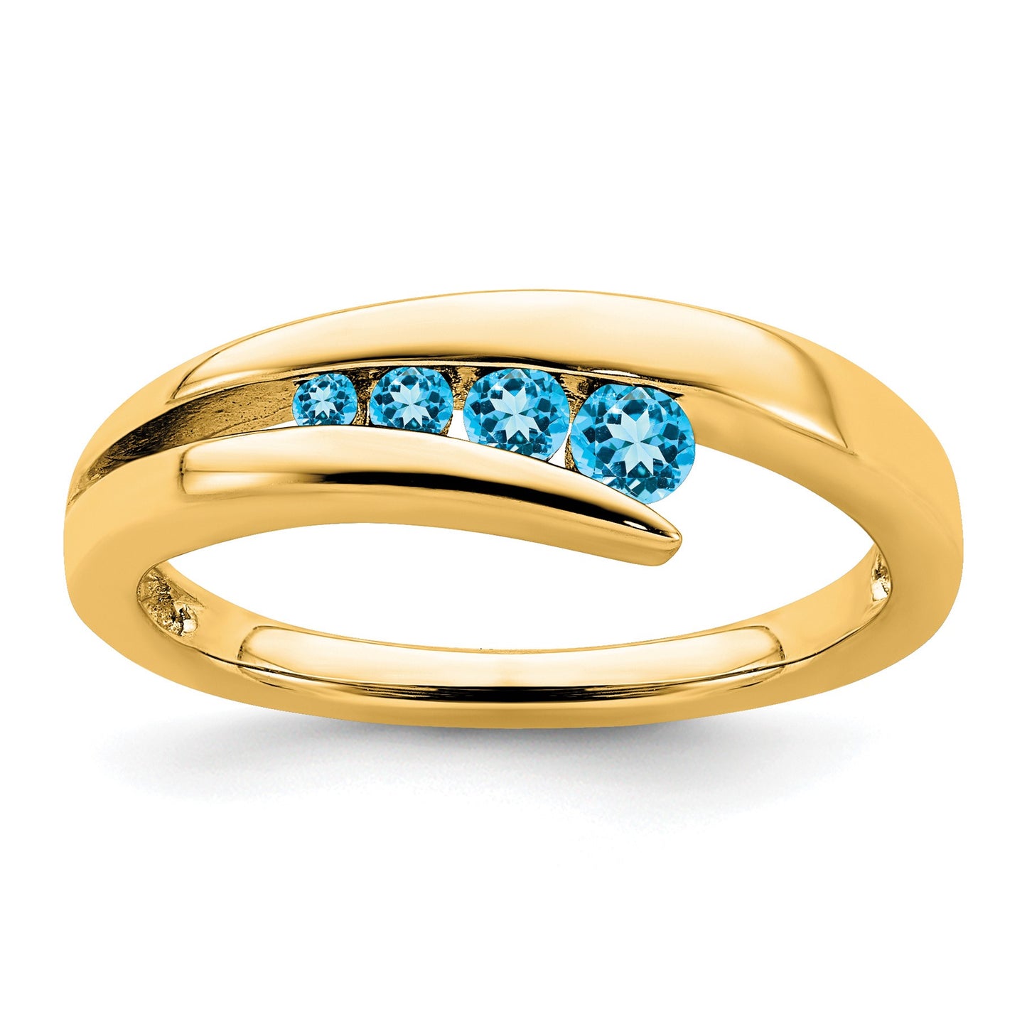 14k Graduated Round Blue Topaz 4-stone Ring