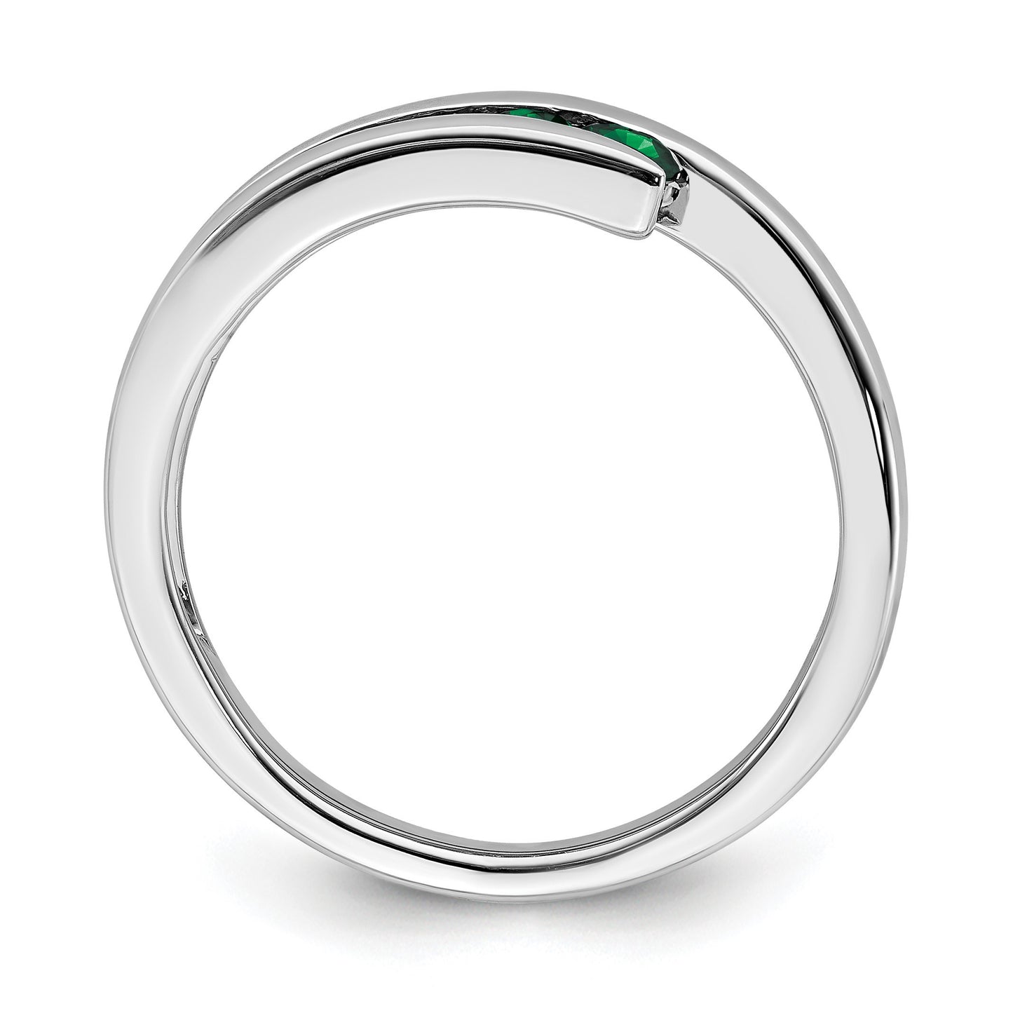 14k White Gold Graduated Round Emerald 4-stone Ring