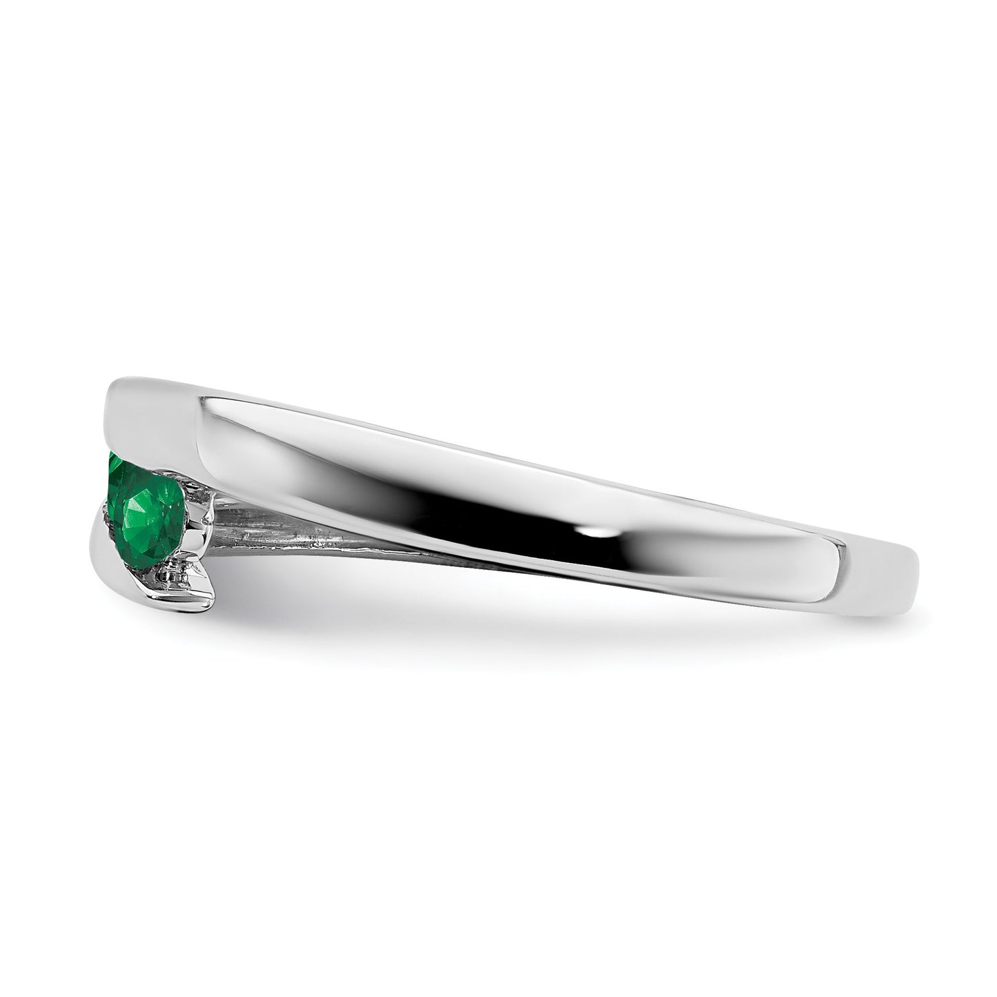 14k White Gold Graduated Round Emerald 4-stone Ring