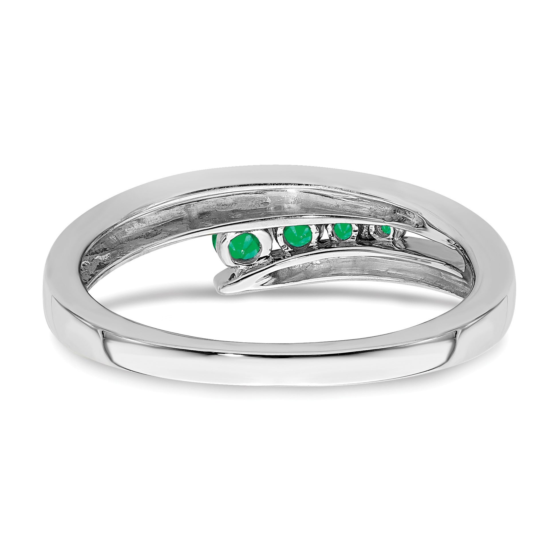 14k White Gold Graduated Round Emerald 4-stone Ring