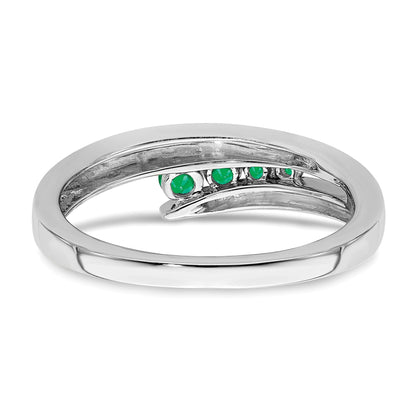 14k White Gold Graduated Round Emerald 4-stone Ring