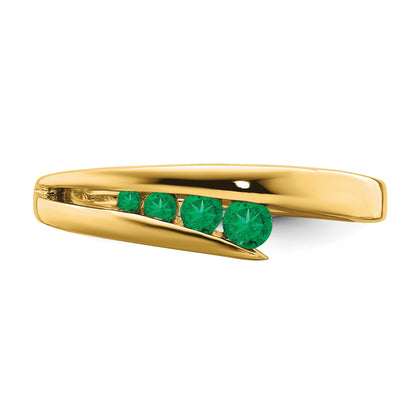 14k Graduated Round Emerald 4-stone Ring