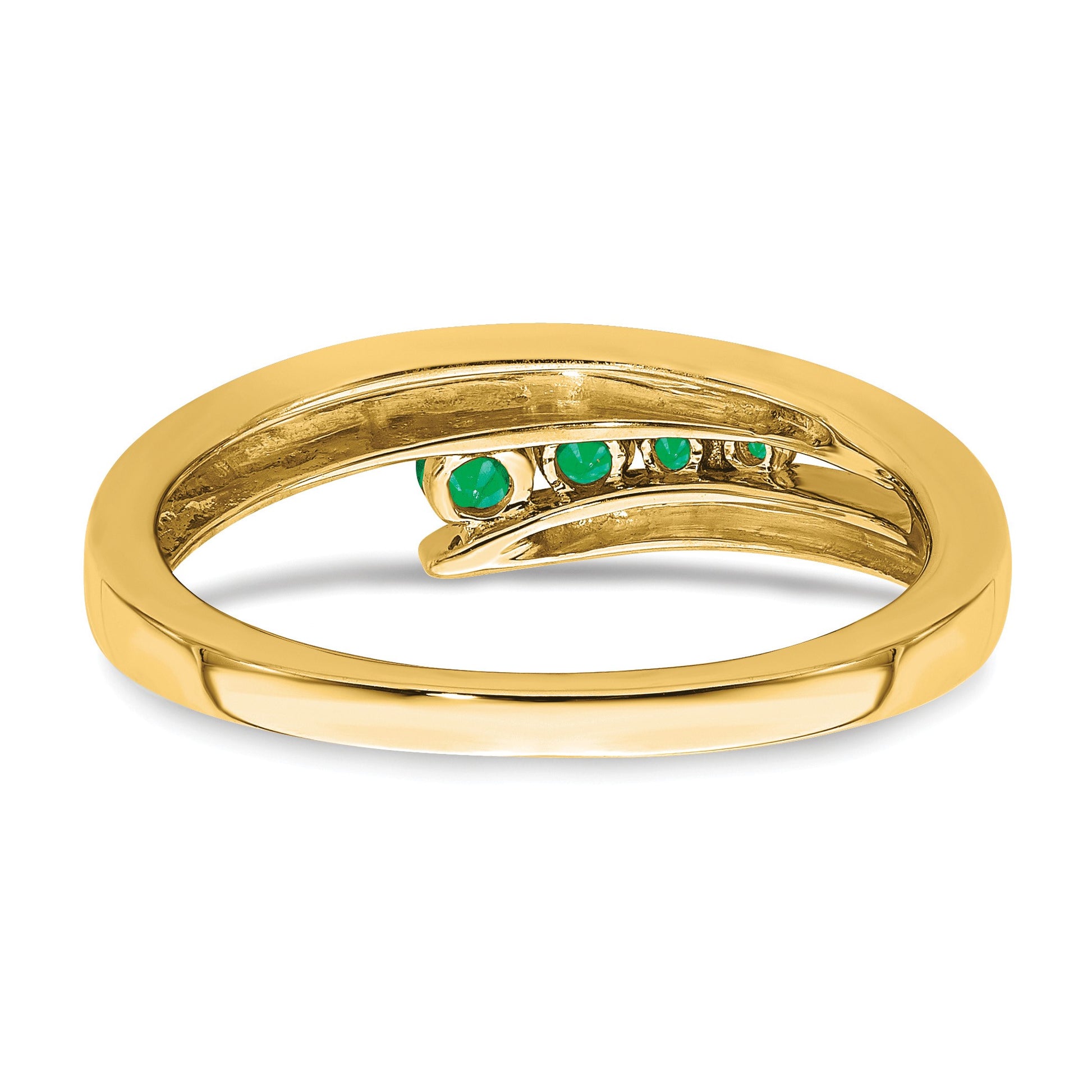 14k Graduated Round Emerald 4-stone Ring