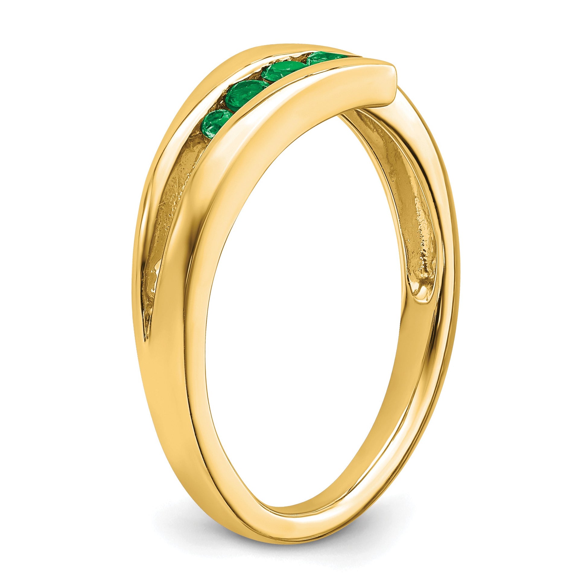 14k Graduated Round Emerald 4-stone Ring