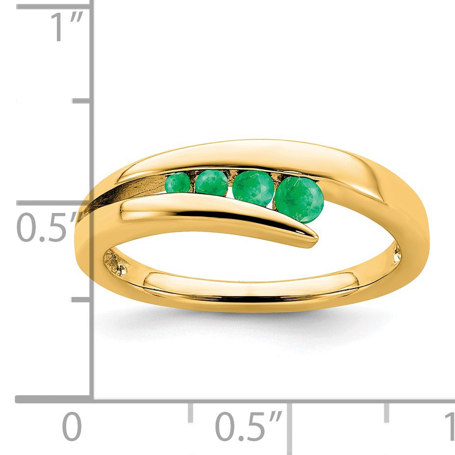 14k Graduated Round Emerald 4-stone Ring