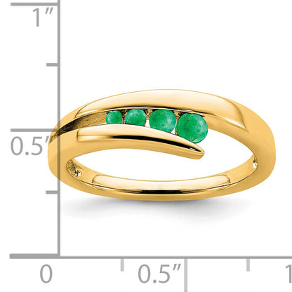 14k Graduated Round Emerald 4-stone Ring
