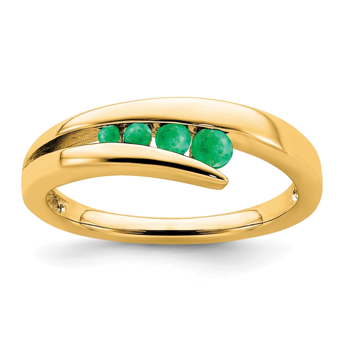 14k Graduated Round Emerald 4-stone Ring
