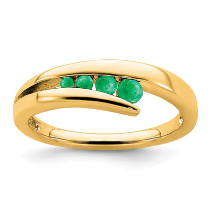 14k Graduated Round Emerald 4-stone Ring