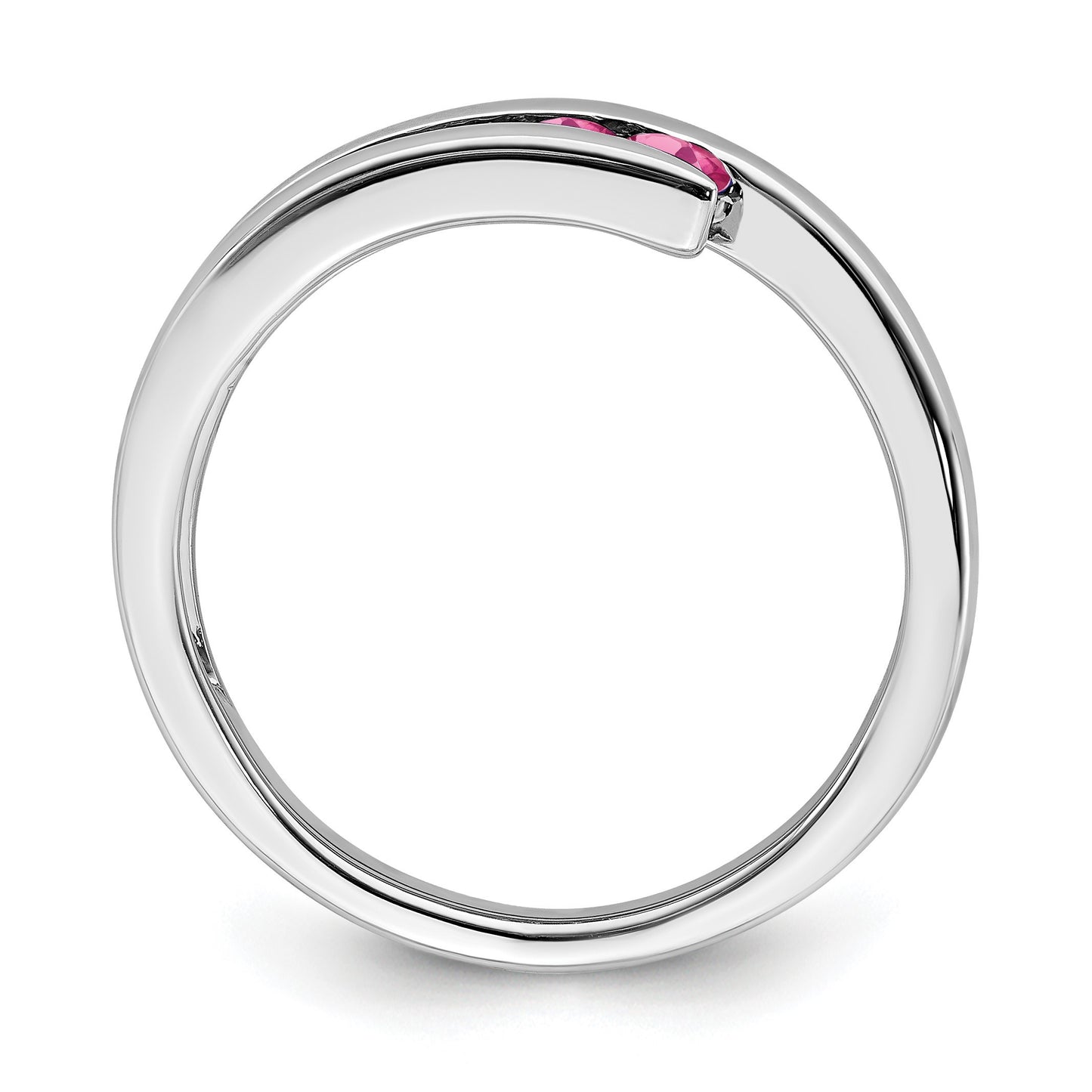 14k White Gold Graduated Round Pink Tourmaline 4-stone Ring