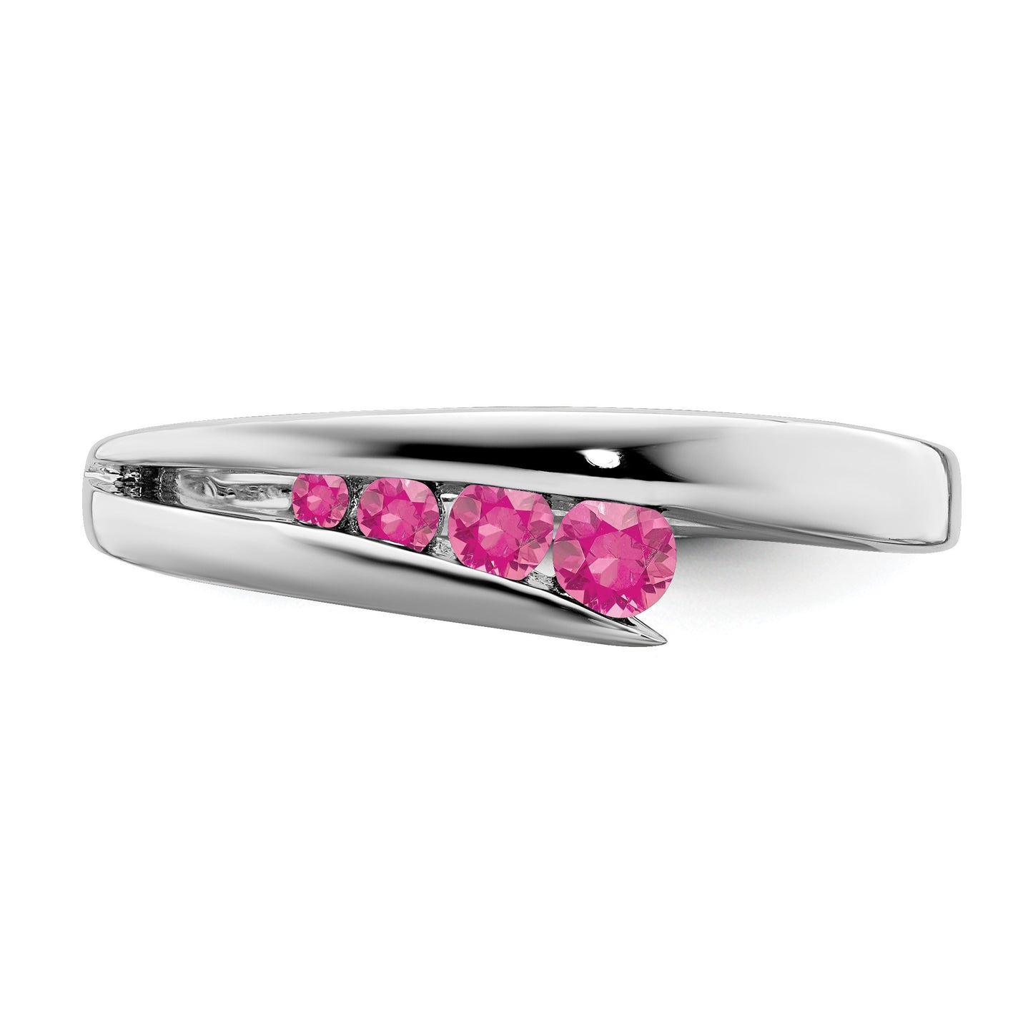 14k White Gold Graduated Round Pink Tourmaline 4-stone Ring