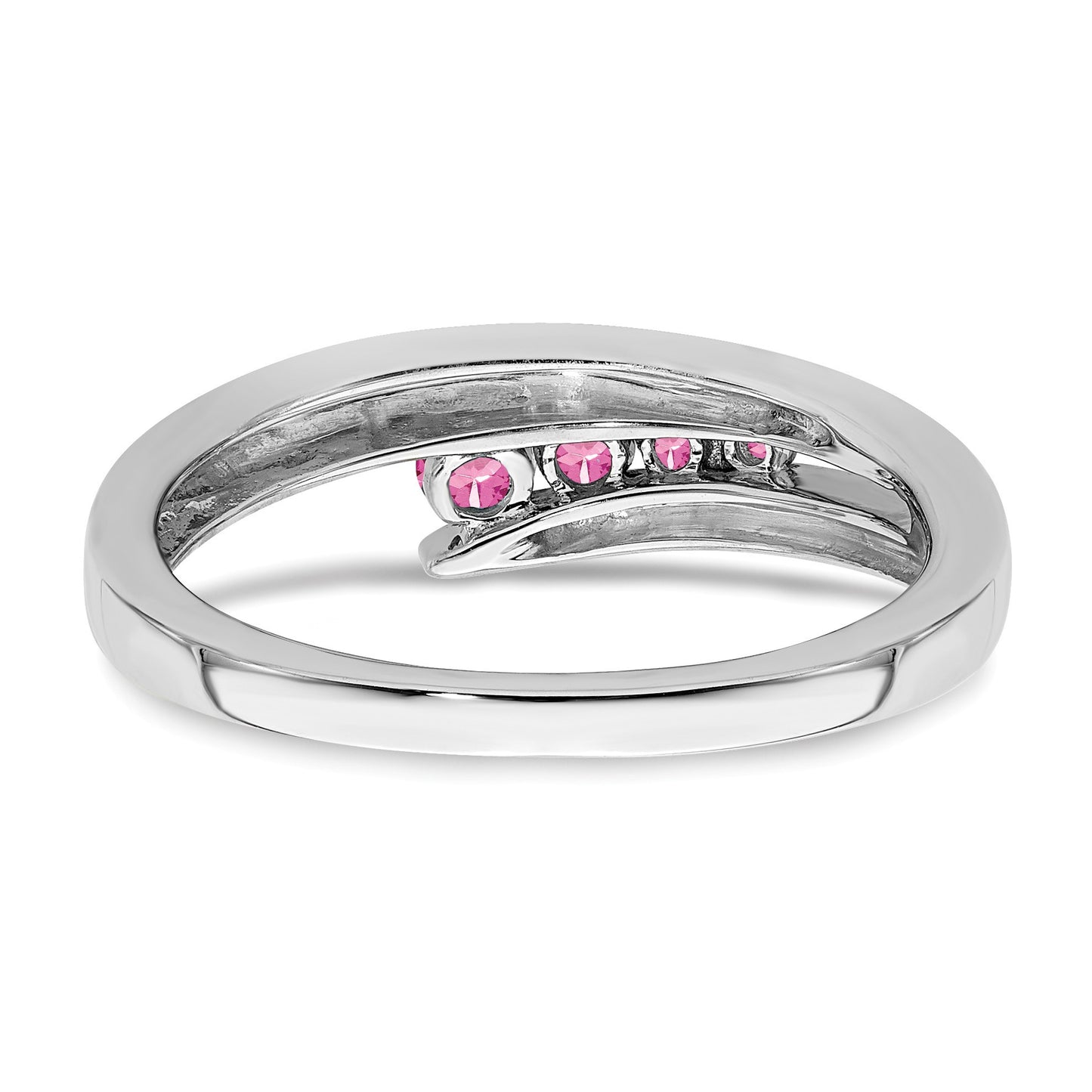 14k White Gold Graduated Round Pink Tourmaline 4-stone Ring