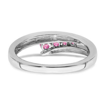 14k White Gold Graduated Round Pink Tourmaline 4-stone Ring