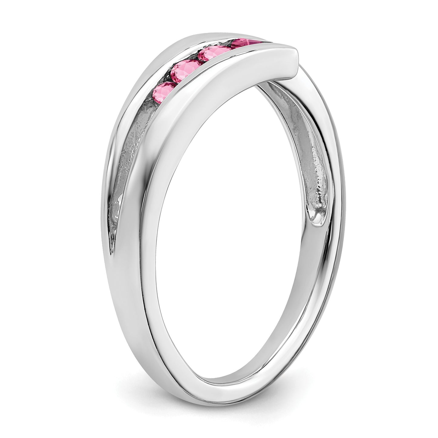 14k White Gold Graduated Round Pink Tourmaline 4-stone Ring