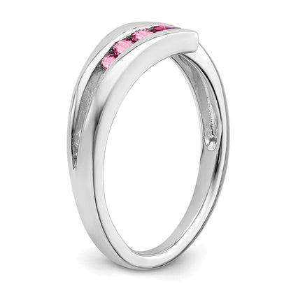 14k White Gold Graduated Round Pink Tourmaline 4-stone Ring