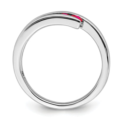 14k White Gold Graduated Round Ruby 4-stone Ring
