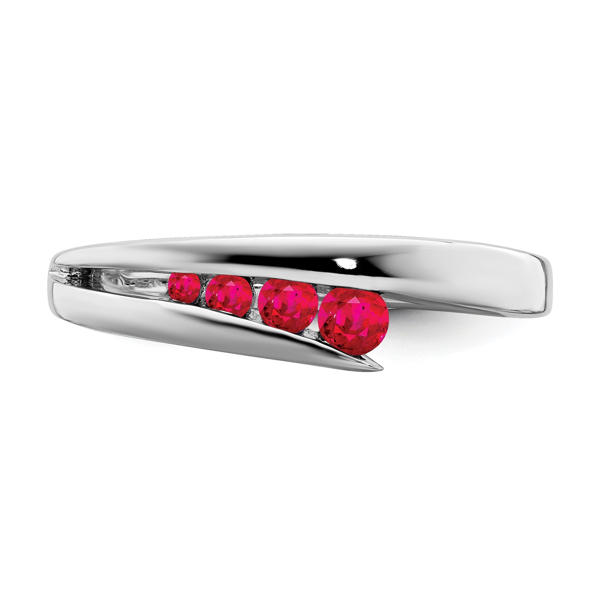 14k White Gold Graduated Round Ruby 4-stone Ring