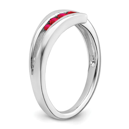 14k White Gold Graduated Round Ruby 4-stone Ring