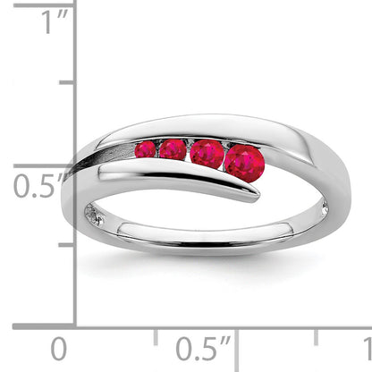 14k White Gold Graduated Round Ruby 4-stone Ring