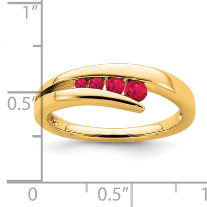 14k Graduated Round Ruby 4-stone Ring