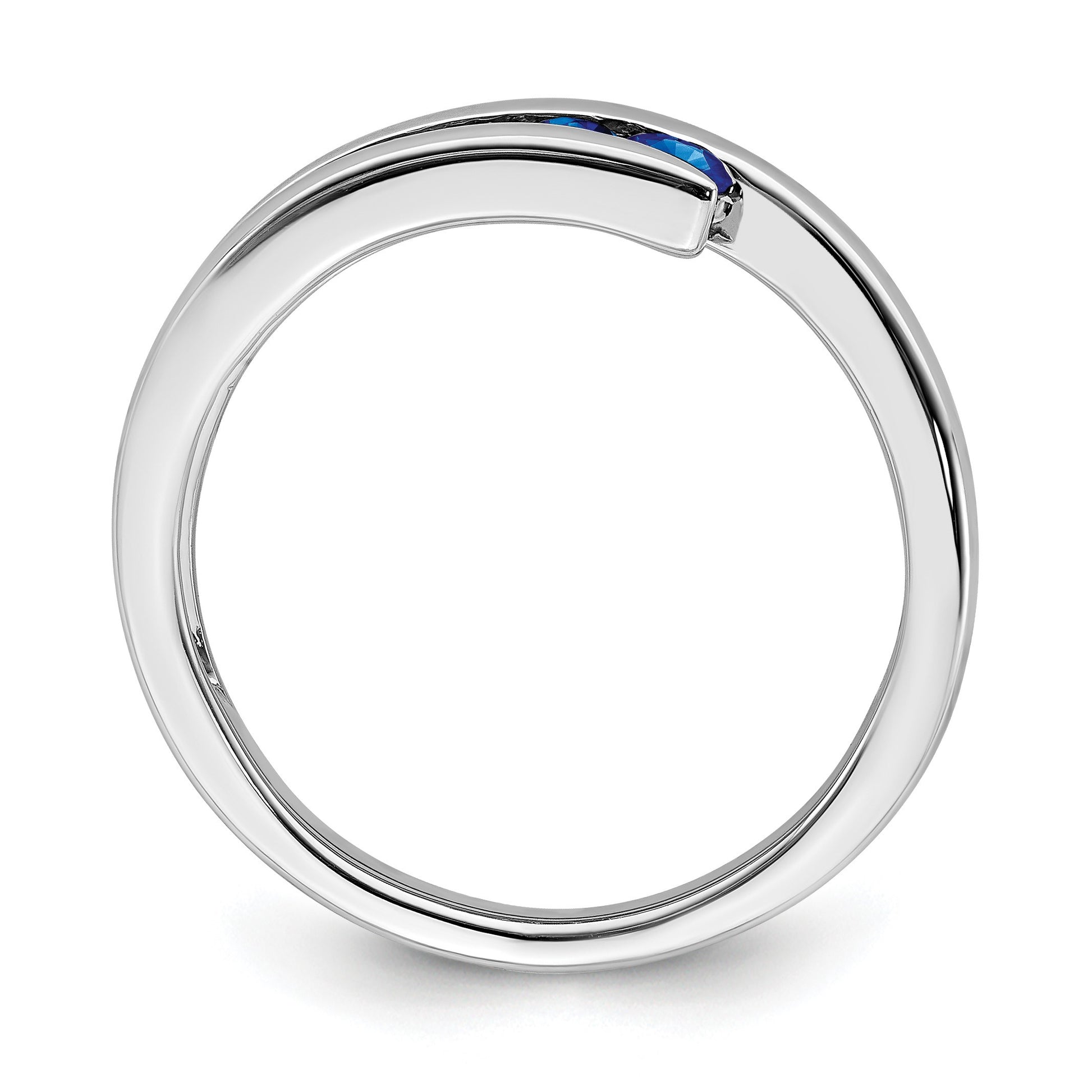 14k White Gold Graduated Round Blue Sapphire 4-stone Ring
