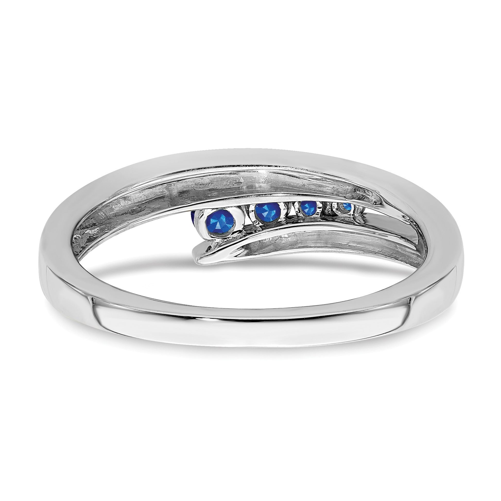 14k White Gold Graduated Round Blue Sapphire 4-stone Ring
