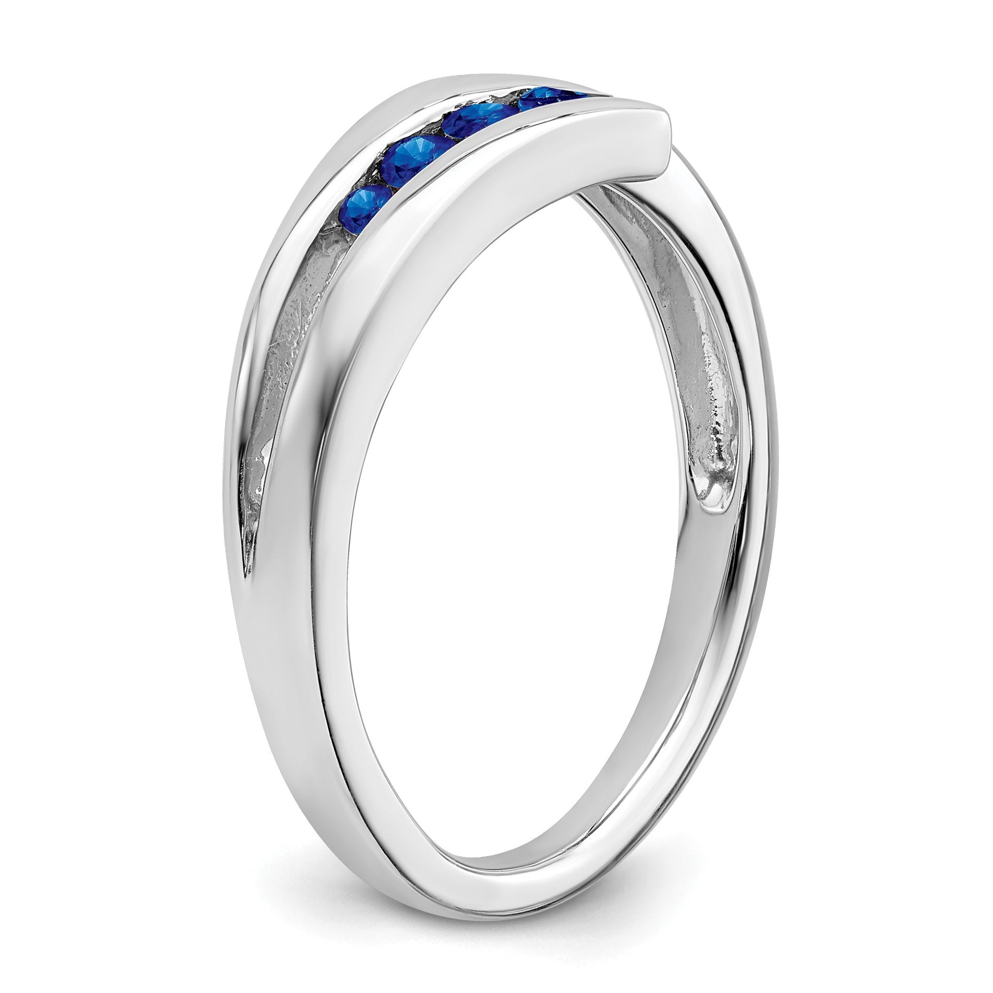 14k White Gold Graduated Round Blue Sapphire 4-stone Ring