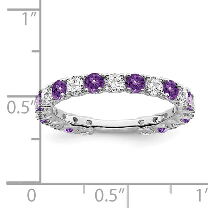 14k White Gold Amethyst and 3/4 carat Diamond Band