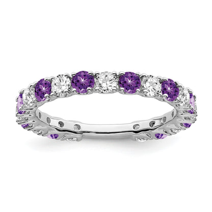 14k White Gold Amethyst and 3/4 carat Diamond Band