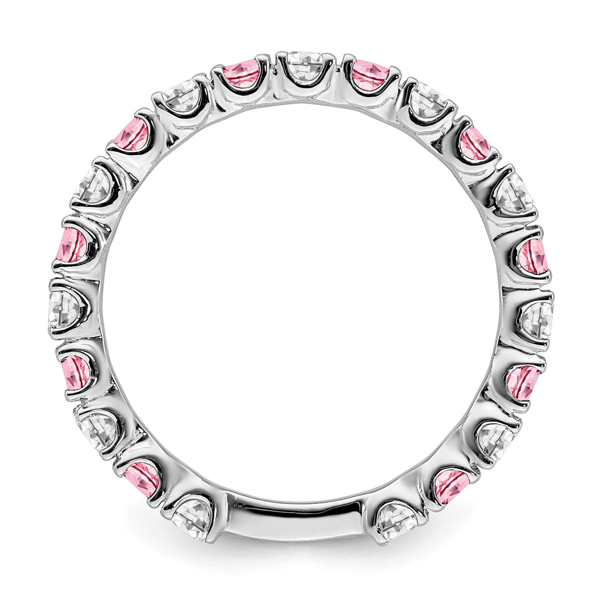 14k White Gold 3/4 carat Diamond and Lab-Created Pink Sapphire Band