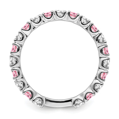 14k White Gold 3/4 carat Diamond and Lab-Created Pink Sapphire Band