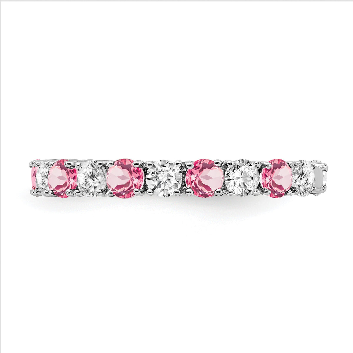 14k White Gold 3/4 carat Diamond and Lab-Created Pink Sapphire Band