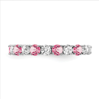 14k White Gold 3/4 carat Diamond and Lab-Created Pink Sapphire Band