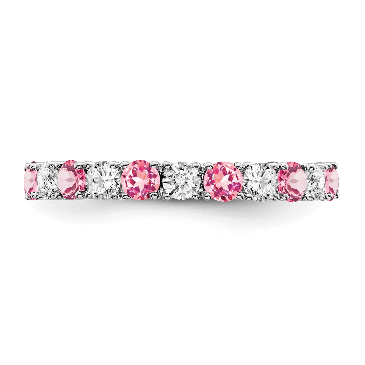 14k White Gold 3/4 carat Diamond and Lab-Created Pink Sapphire Band