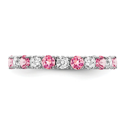 14k White Gold 3/4 carat Diamond and Lab-Created Pink Sapphire Band
