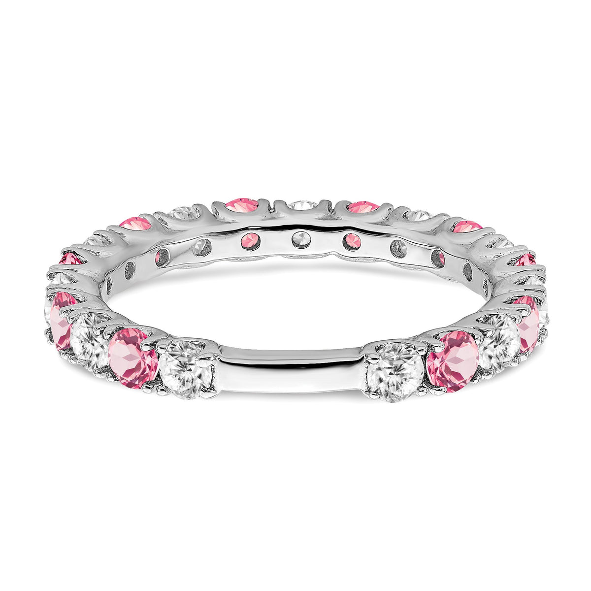 14k White Gold 3/4 carat Diamond and Lab-Created Pink Sapphire Band