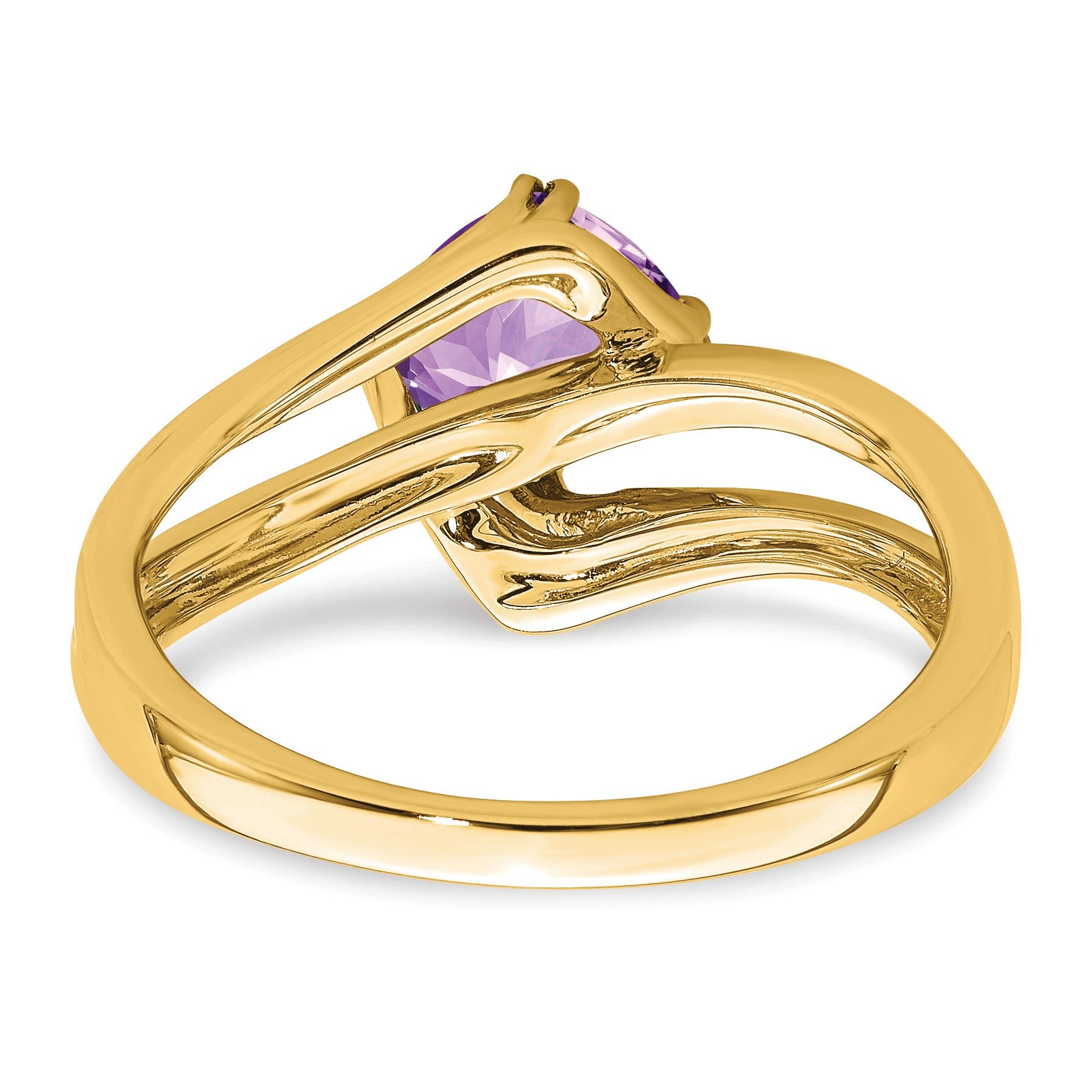 14k 6mm Cushion Amethyst and Diamond Ring