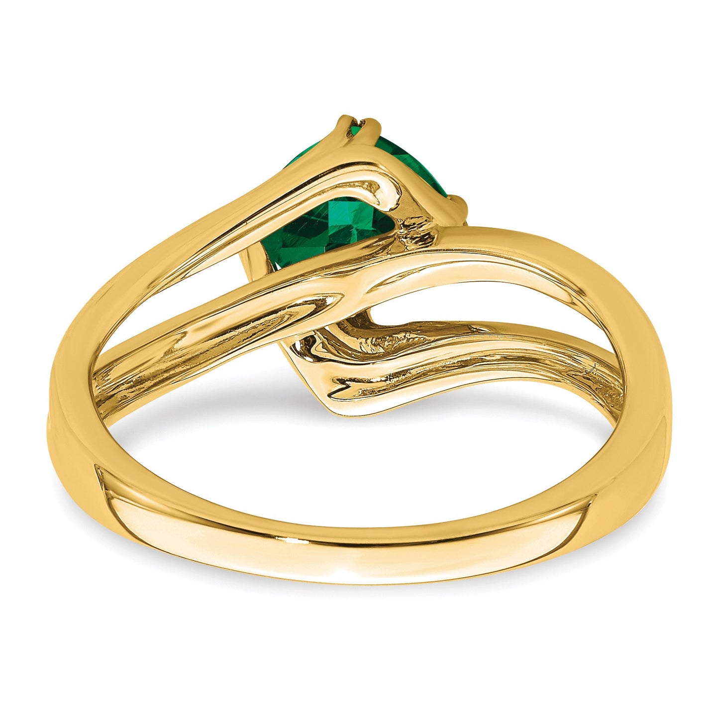 14k White Gold 6mm Cushion Lab-Created Emerald and Diamond Ring