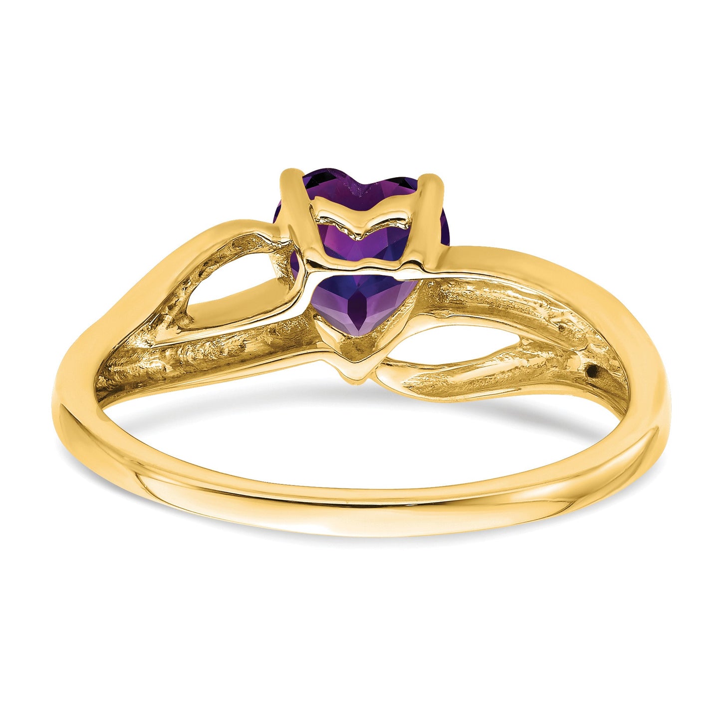 14k 6mm Heart Amethyst and Diamond Ring