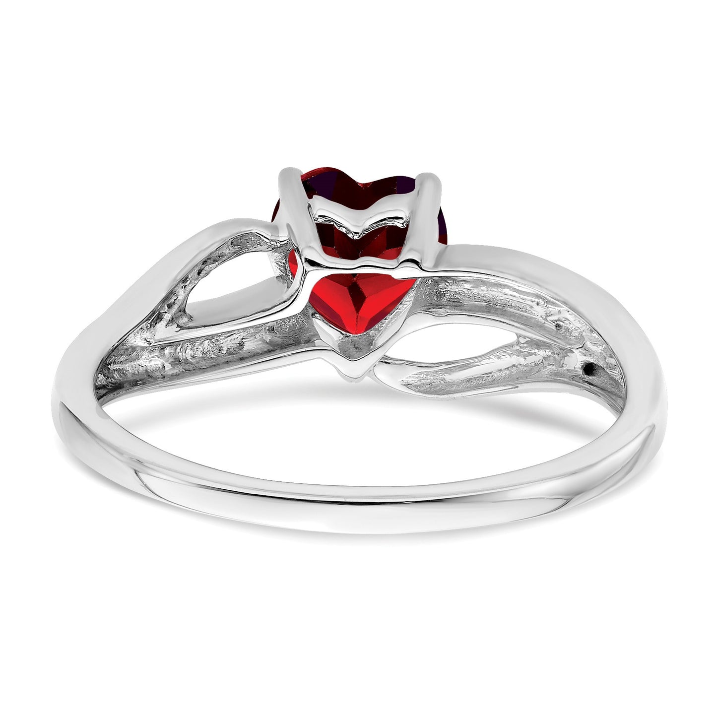 14k White Gold 6mm Heart Lab-Created Ruby and Diamond Ring