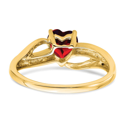 14k 6mm Heart Lab-Created Ruby and Diamond Ring