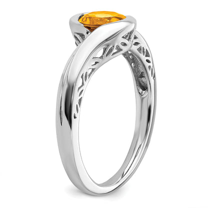 14k White Gold 6mm Round Citrine Bypass Ring